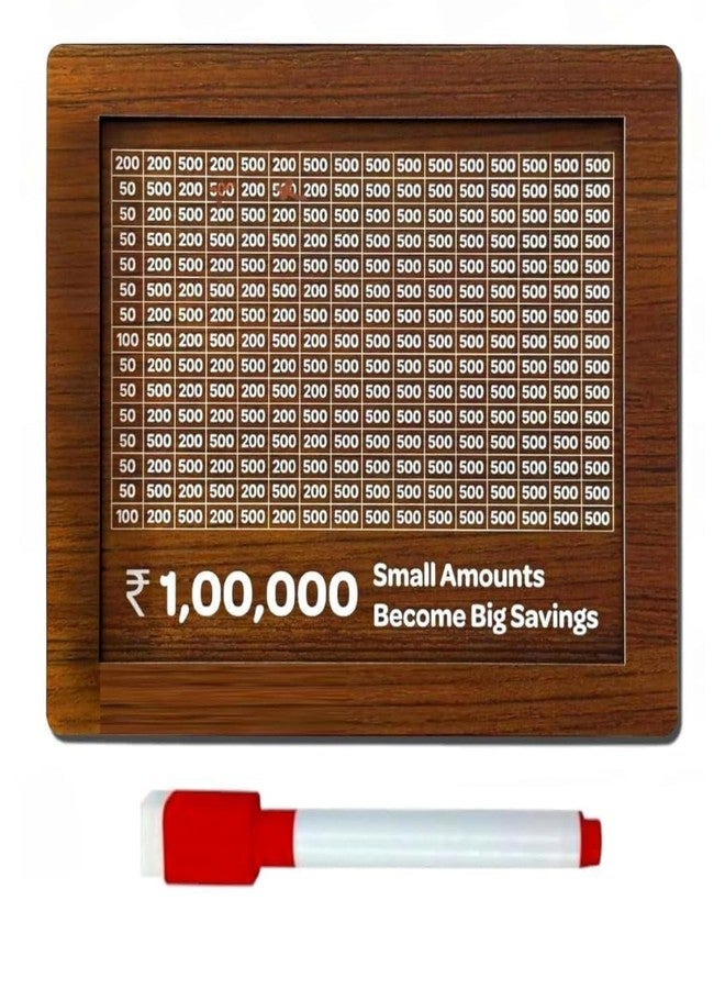 Radiant Wooden Money Saving Box for Kids & Adults, Coin Box, Savings Box, Piggy Bank, Smart Money Box, Wooden Coin Box, Money Saver, Piggy Bank with Numbers, Target 100000 Rupees Savings Box - Image 1